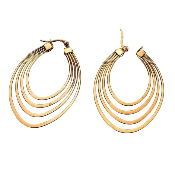 2 1/8 Inch 58mm Hoop Gold Tone Pierced Post Earrings - Picture 4 of 5